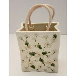 Lefton Porcelain Bag Vase with a Daisy Floral Design Mid-Century Modern~Vintage~